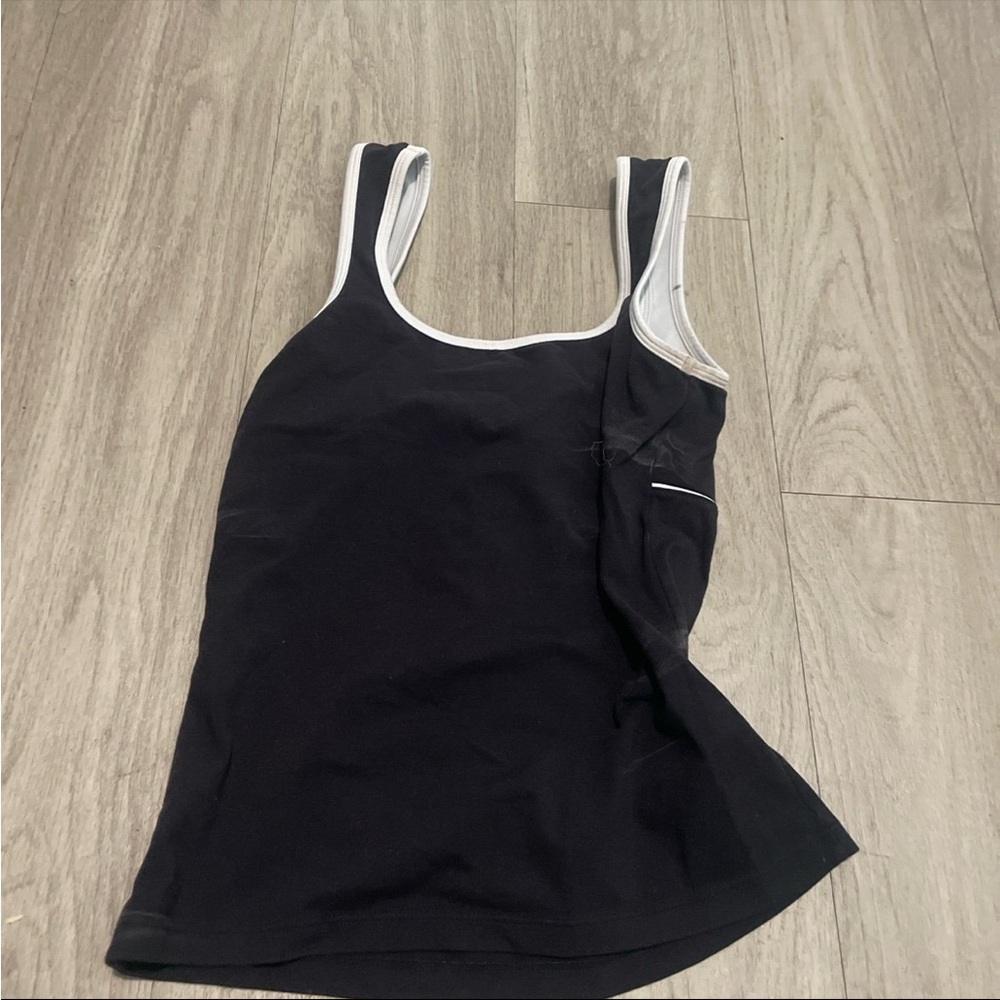 Elegant Black Tank Top with White Trim